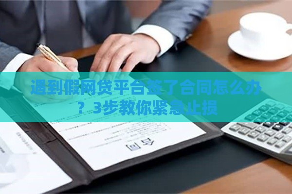 遇到假网贷平台签了合同怎么办？3步教你紧急止损