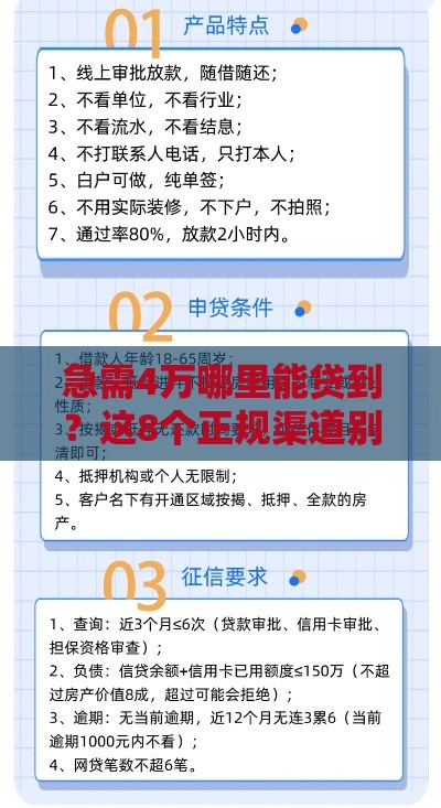 急需4万哪里能贷到？这8个正规渠道别错过！