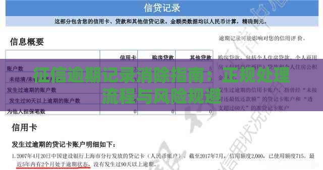 征信逾期记录消除指南：正规处理流程与风险规避