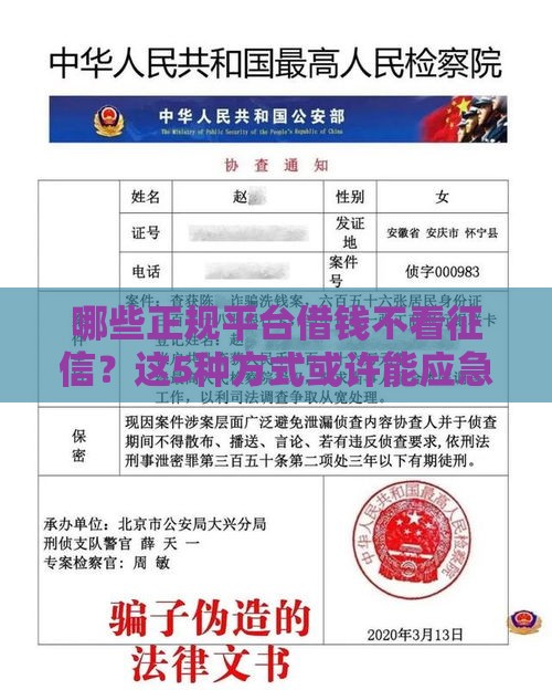 哪些正规平台借钱不看征信？这5种方式或许能应急
