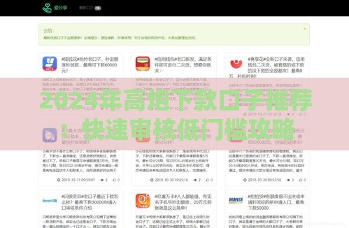 2024年高炮下款口子推荐：快速审核低门槛攻略