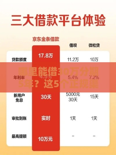 哪里能借30万分期5年？这5个正规渠道最靠谱