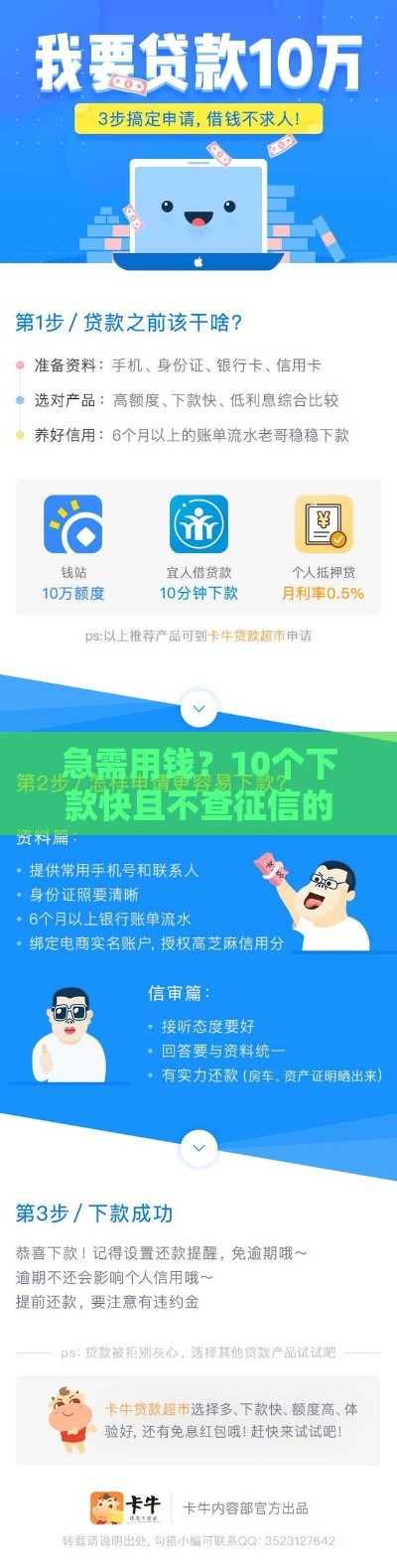 急需用钱？10个下款快且不查征信的借款平台推荐