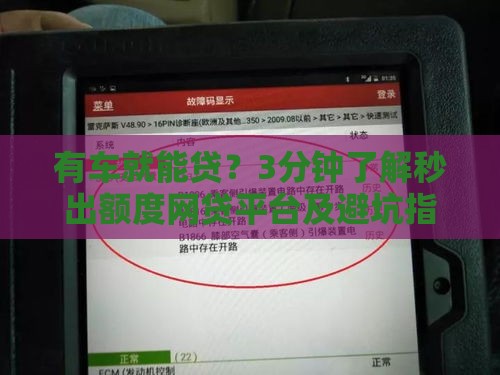 有车就能贷？3分钟了解秒出额度网贷平台及避坑指南
