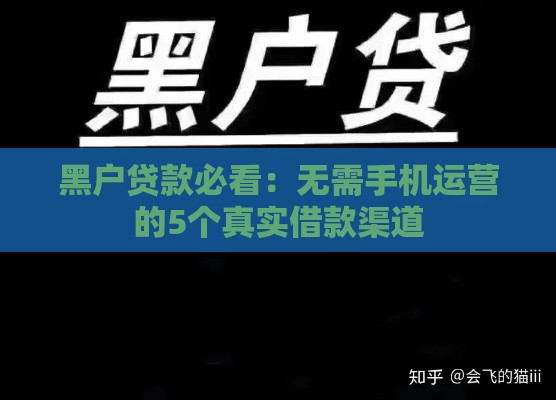 黑户贷款必看：无需手机运营的5个真实借款渠道