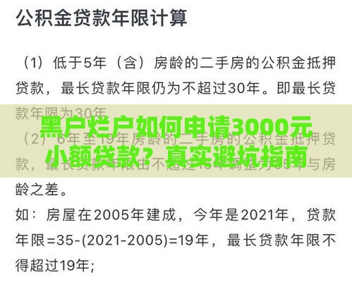 黑户烂户如何申请3000元小额贷款？真实避坑指南