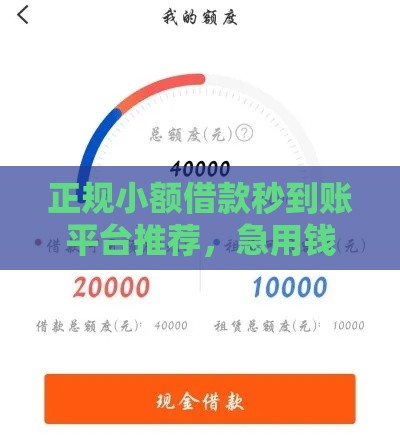 正规小额借款秒到账平台推荐，急用钱必看攻略