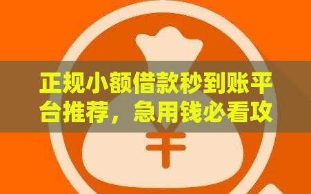 正规小额借款秒到账平台推荐，急用钱必看攻略