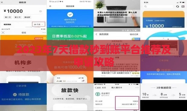 2023年7天借款秒到账平台推荐及申请攻略
