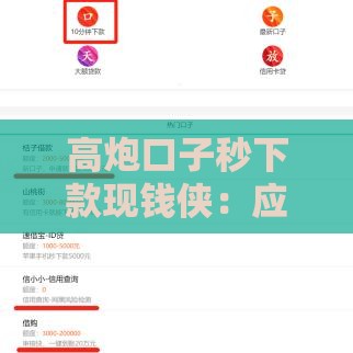 高炮口子秒下款现钱侠：应急借款快速到账攻略与风险提示