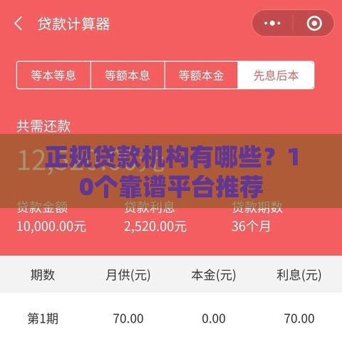 正规贷款机构有哪些？10个靠谱平台推荐