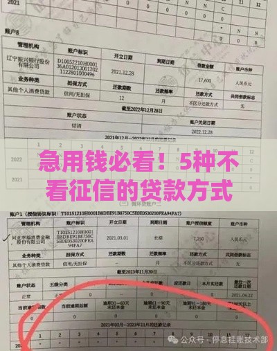 急用钱必看！5种不看征信的贷款方式及避坑指南