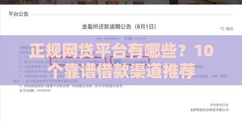 正规网贷平台有哪些？10个靠谱借款渠道推荐