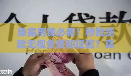 急需用钱必看！秒批贷款无视负债和征信？真实情况解析