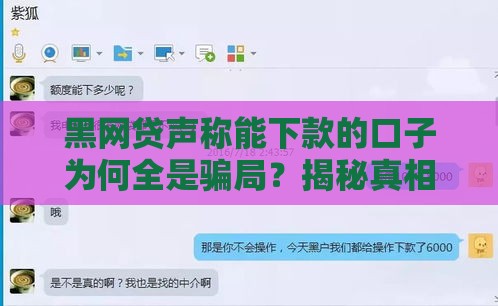 黑网贷声称能下款的口子为何全是骗局？揭秘真相