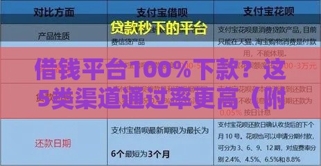 借钱平台100%下款？这5类渠道通过率更高（附真实推荐）