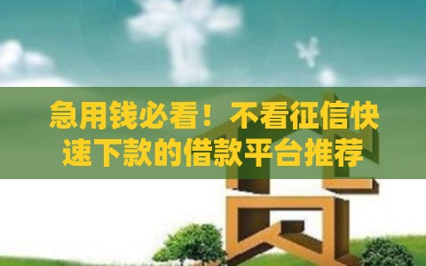 急用钱必看！不看征信快速下款的借款平台推荐
