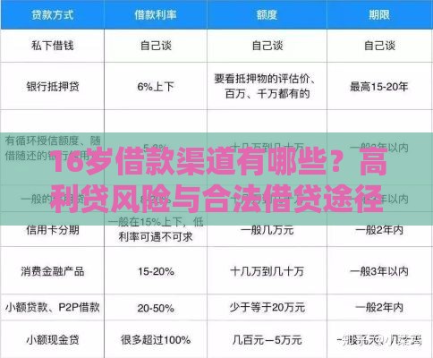 16岁借款渠道有哪些？高利贷风险与合法借贷途径解析