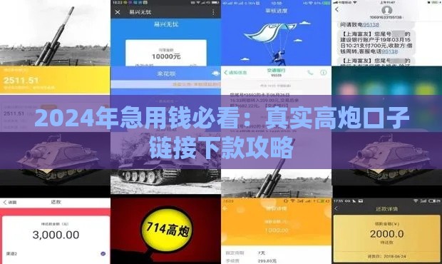2024年急用钱必看：真实高炮口子链接下款攻略