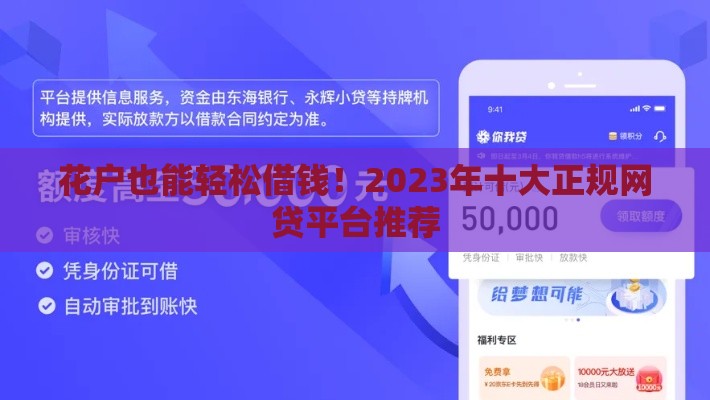 花户也能轻松借钱！2023年十大正规网贷平台推荐