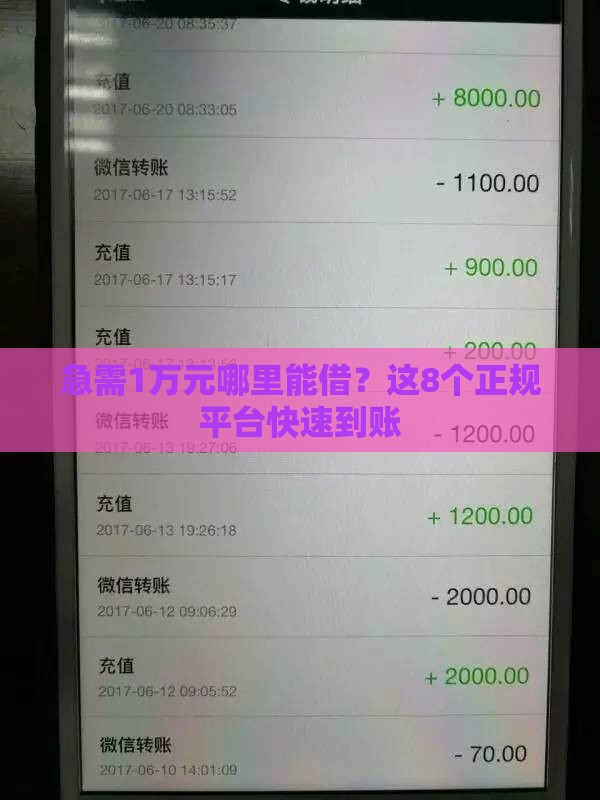 急需1万元哪里能借？这8个正规平台快速到账