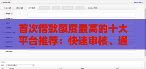 首次借款额度最高的十大平台推荐：快速审核、通过率高