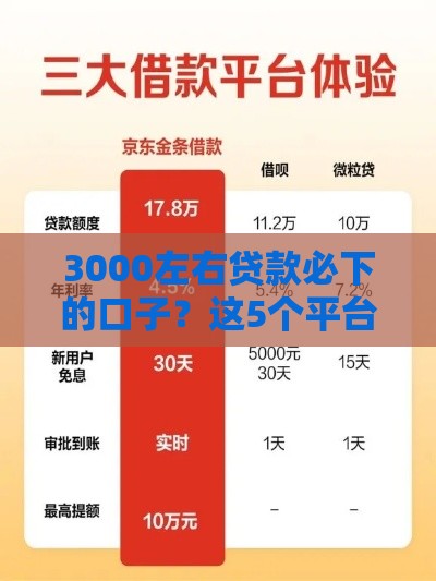 3000左右贷款必下的口子？这5个平台门槛低审批快