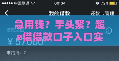 急用钱？手头紧？超e借借款口子入口实测！低息快速到账攻略