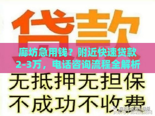 廊坊急用钱？附近快速贷款2-3万，电话咨询流程全解析！
