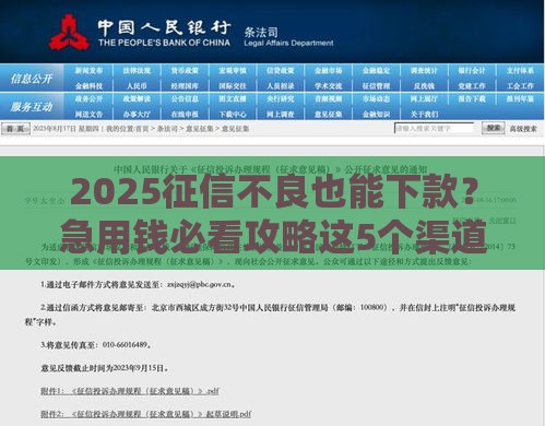 2025征信不良也能下款？急用钱必看攻略这5个渠道别错过