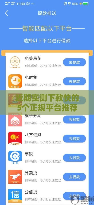 近期实测下款快的5个正规平台推荐