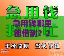 急用钱哪里能借到？2023最新贷款口子推荐