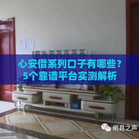 心安借系列口子有哪些？5个靠谱平台实测解析