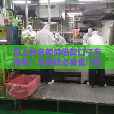 早上抢名额的借款口子有哪些？急用钱必看低门槛速批攻略