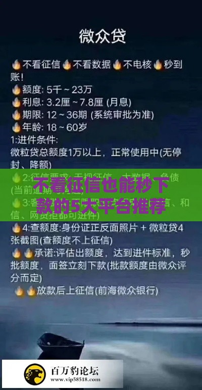 不看征信也能秒下款的5大平台推荐