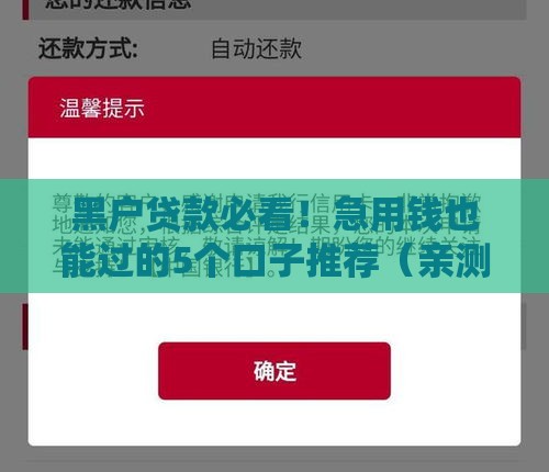 黑户贷款必看！急用钱也能过的5个口子推荐（亲测有效）