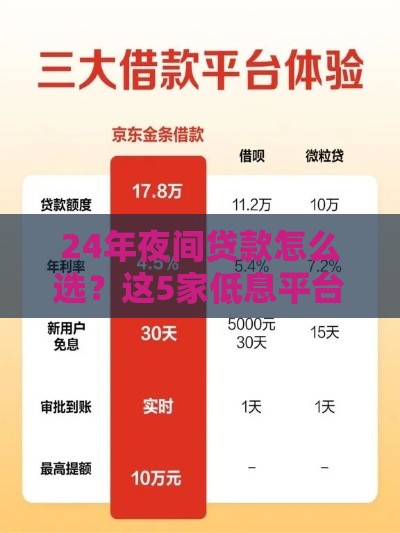 24年夜间贷款怎么选？这5家低息平台随借随到！
