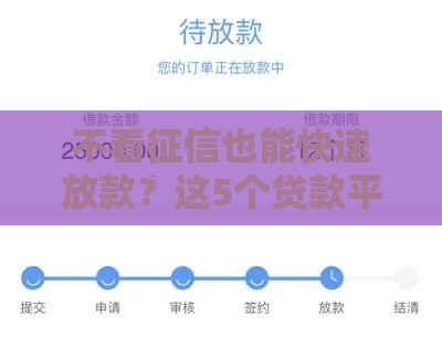 不看征信也能快速放款？这5个贷款平台或许能救急！