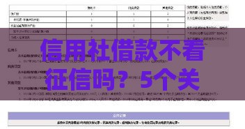 信用社借款不看征信吗？5个关键知识点，征信差也能试试