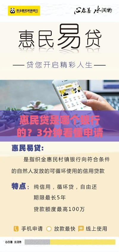 惠民贷是哪个银行的？3分钟看懂申请条件和利率优惠