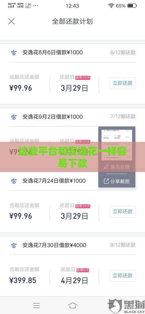 这些平台和安逸花一样容易下款