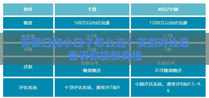 苏额口和小口子怎么选？实测对比后告诉你贷款真相