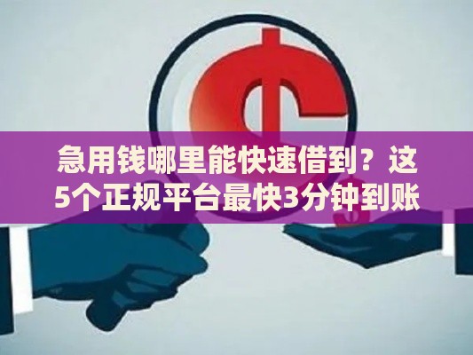 急用钱哪里能快速借到？这5个正规平台最快3分钟到账