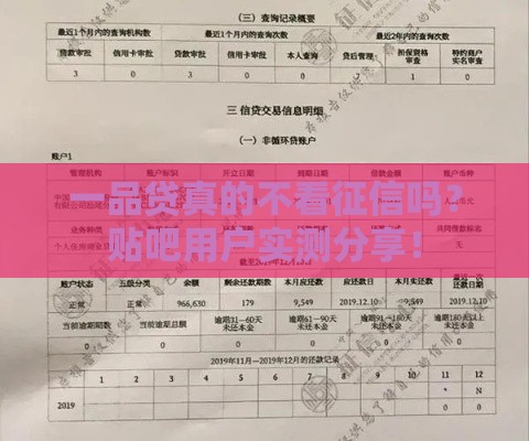 一品贷真的不看征信吗？贴吧用户实测分享！