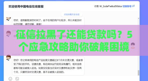征信拉黑了还能贷款吗？5个应急攻略助你破解困境！