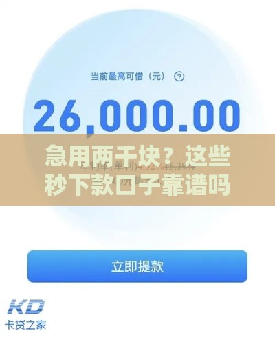急用两千块？这些秒下款口子靠谱吗？实测经验分享！
