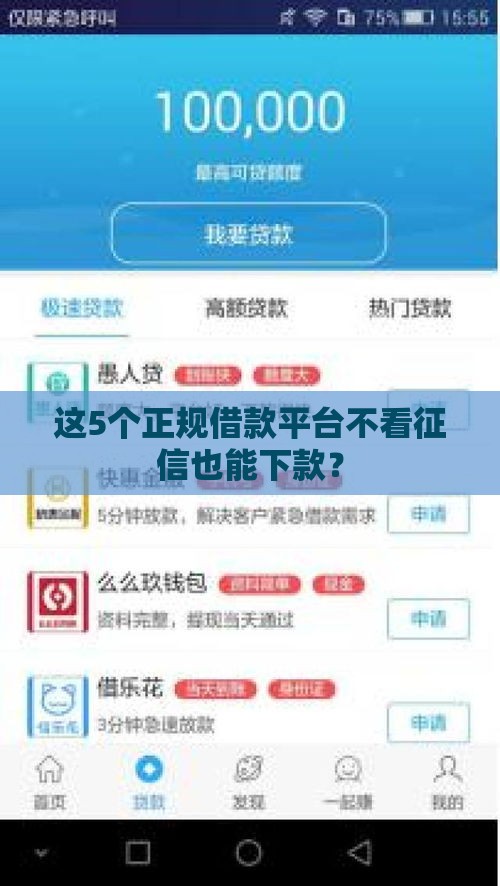 这5个正规借款平台不看征信也能下款？