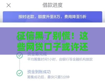 征信黑了别慌！这些网贷口子或许还能救急（真实经验分享）