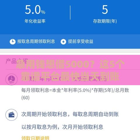 急用钱想借5000？这5个靠谱平台最快当天到账