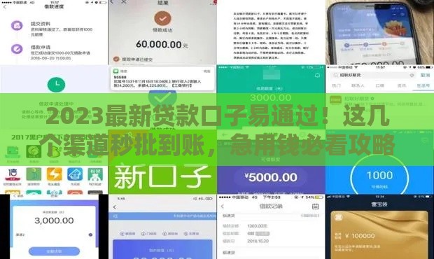 2023最新贷款口子易通过！这几个渠道秒批到账，急用钱必看攻略
